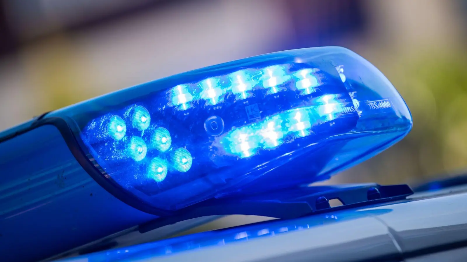Ein Blaulicht ist auf dem Dach eines Polizeifahrzeugs zu sehen. (Bild: Lino Mirgeler/dpa)