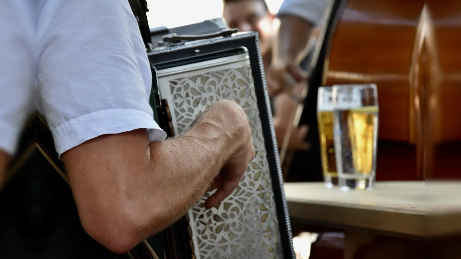 D&#39;Spalter und die Tegernseer Tanzlmusi haben im Biergarten im Winkler Bräuwirt ordentlich Stimmung gemacht. (Bild: knz)