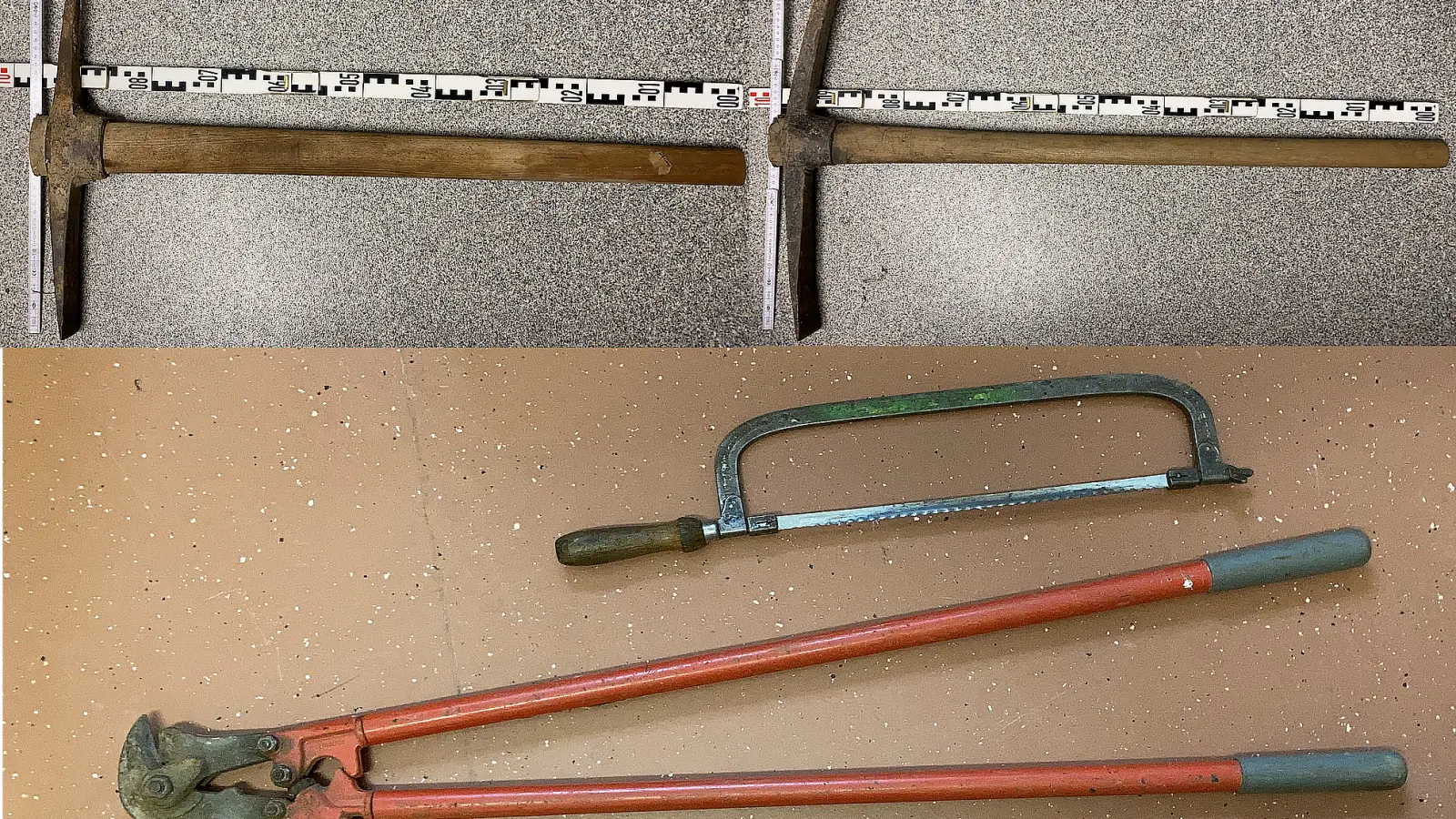 Die Polizei in Waldsassen sucht in Zusammenhang mit der Festnahme eines Serieneinbrechers die Besitzer dieser sichergestellten Werkzeuge.  (Bild: Polizeiinspektion Waldsassen)