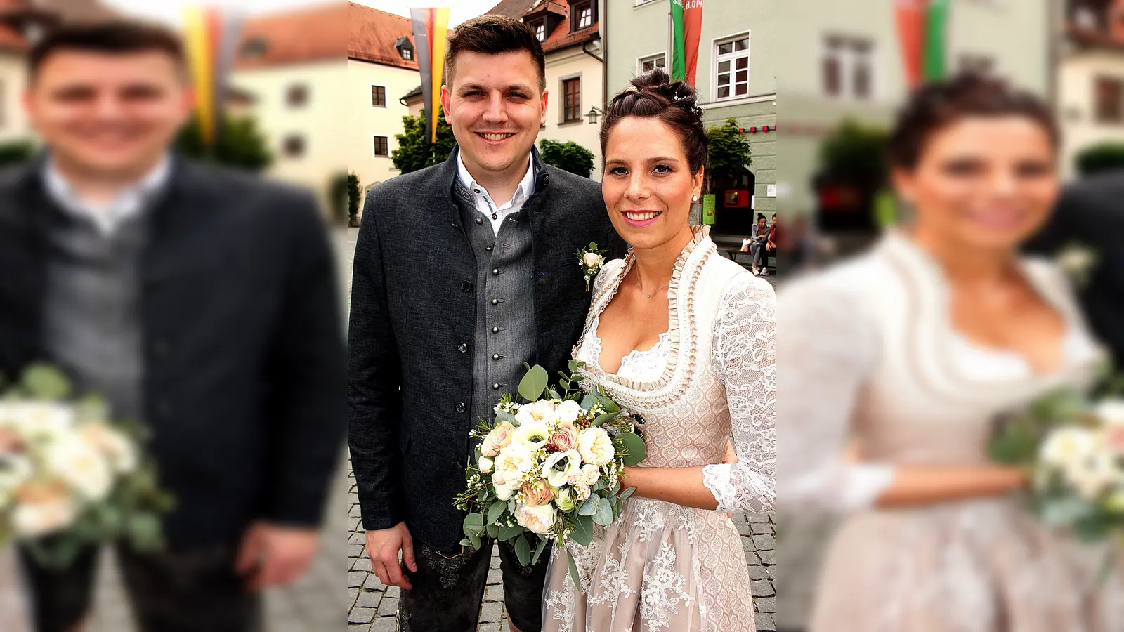 Die gebürtigen Manteler Melanie Jany und Sebastian Schmid heirateten standesamtlich im Alten Rathaus in Weiden. (Bild: zer)