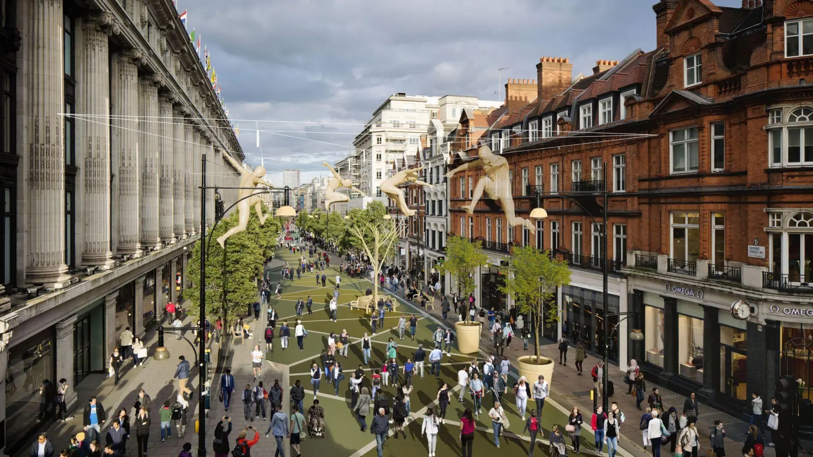 So könnte die Oxford Street in wenigen Jahren aussehen. (Bild: Mayor Of London/PA Media/dpa)