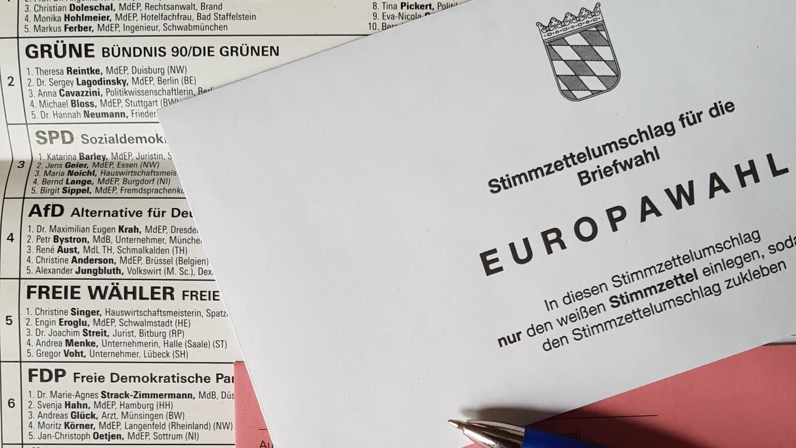 So sieht der Stimmzettel für die Europawahl 2024 aus.  (Bild: Benkhardt)