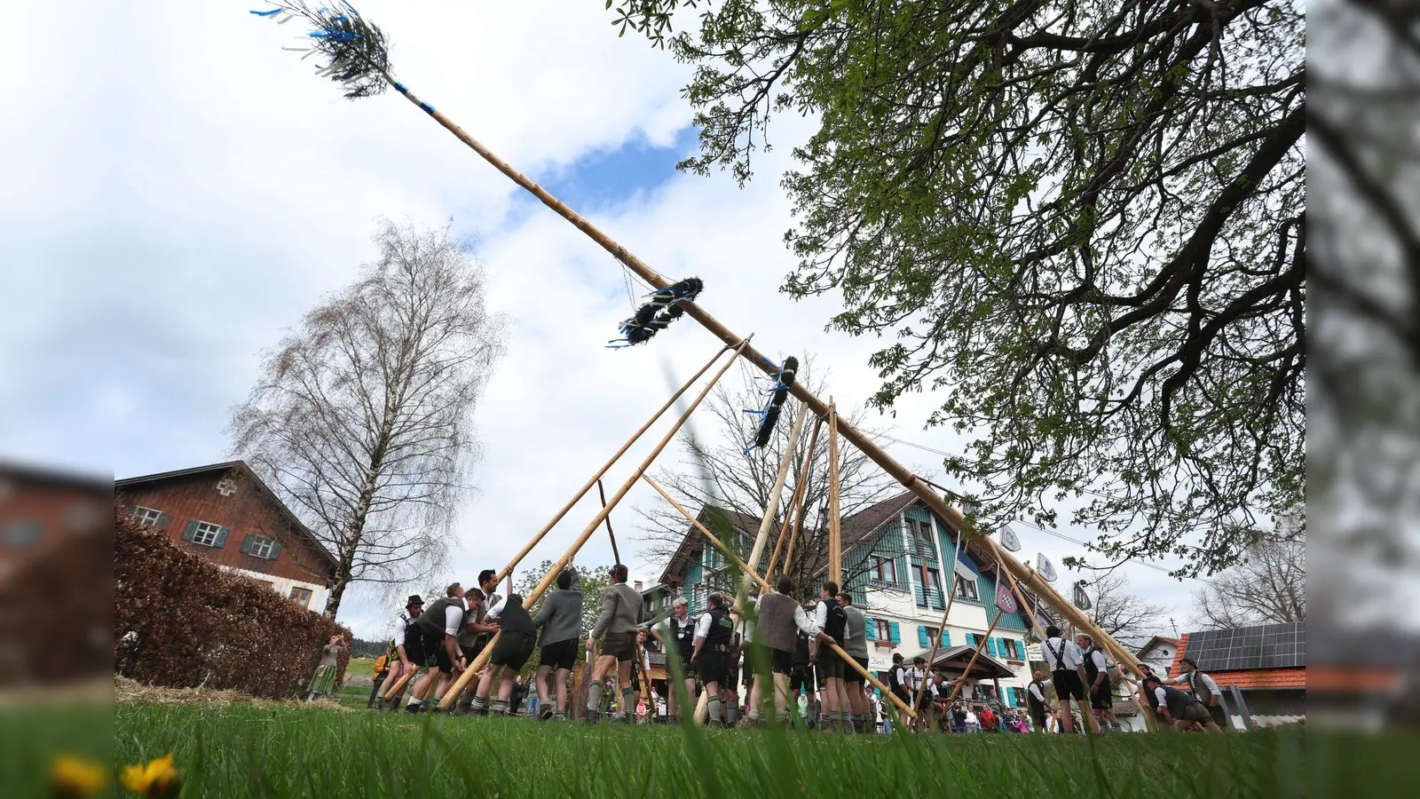 Beim Maibaumklauen gibt es ein paar Regeln zu beachten. (Bild: Karl-Josef Hildenbrand/dpa)