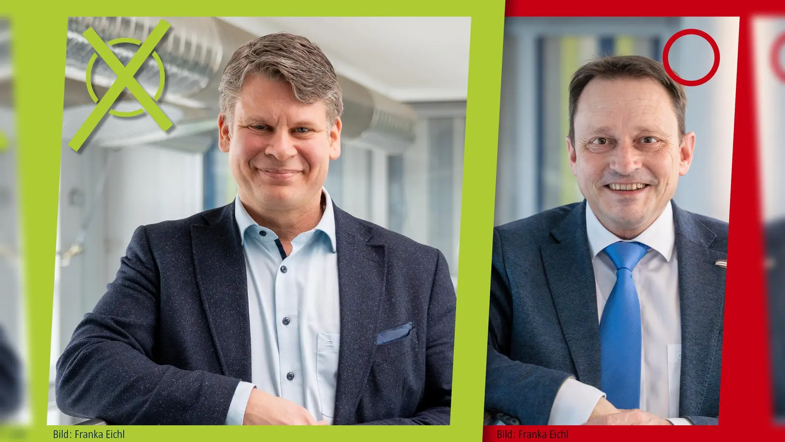 Ergebnis der Stichwahl am 22. März 2026: In Weiden gewinnt Benjamin Zeitler (CSU) gegen Jens Meyer (SPD) und wird damit Oberbürgermeister. (Grafik: gld)