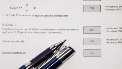 Mit 2,25 lag der landesweite Durchschnitt der Abiturnoten in Bayern in diesem Jahr etwas schlechter als 2023. (Symbolbild)  (Bild: Jens Büttner/dpa-Zentralbild/dpa)
