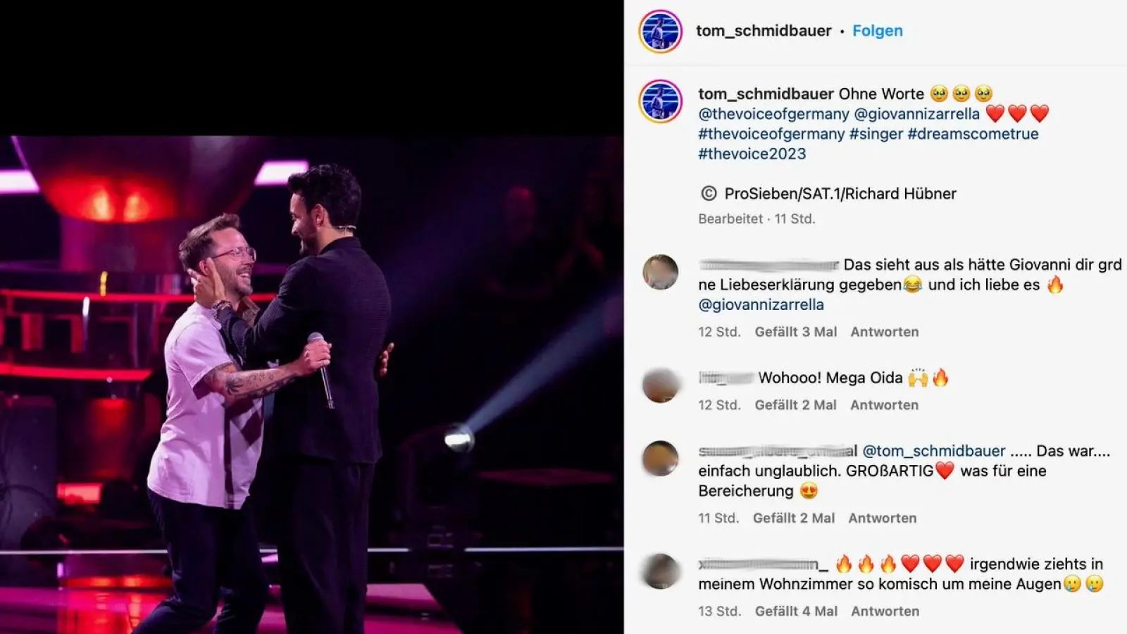 Thomas Schmidbauer aus Regensburg konnte bei „The Voice of Germany” überzeugen. Seine Freude teilte er seinen Fans auf Instagram mit.  (Screenshot: instagram.com/tom_schmidbauer)
